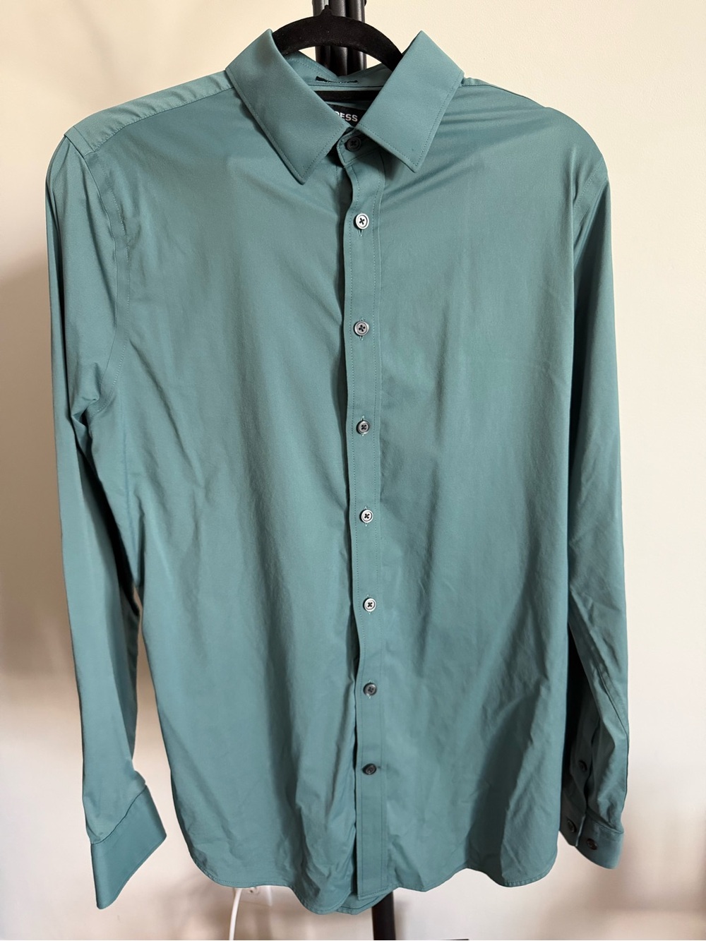 Express Men's Long-Sleeve Dress Shirt - Teal Green